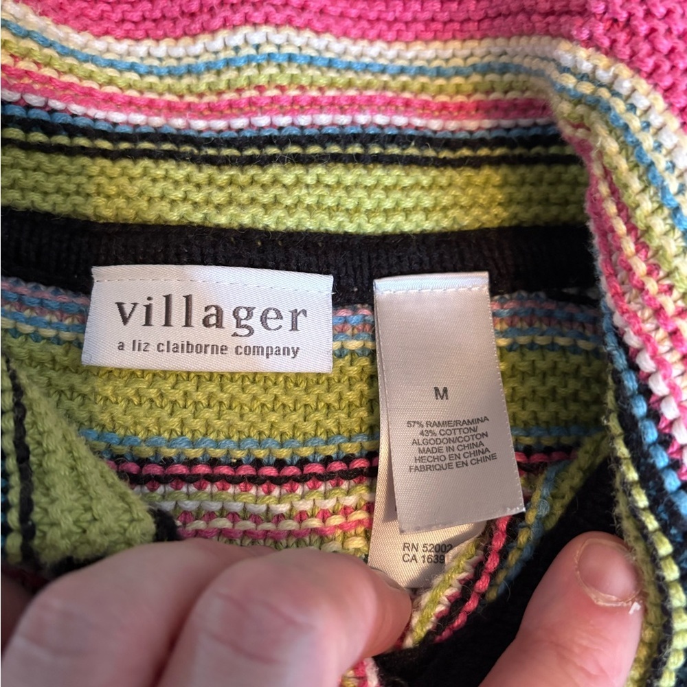 Vintage Liz Claiborne Multicolor Striped Cardigan - Picture 4 of 8